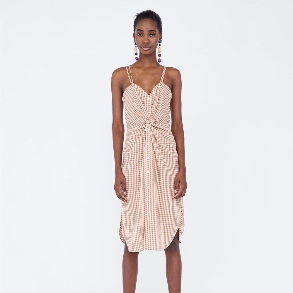 Zara Gingham Knotted Dress